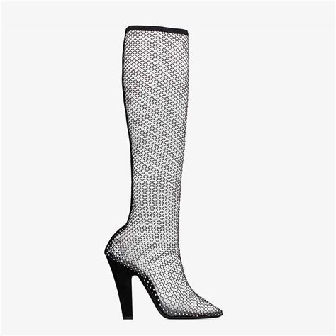 ysl gue487212-0316|Saint Laurent Koller Rhinestone Mesh Boots .